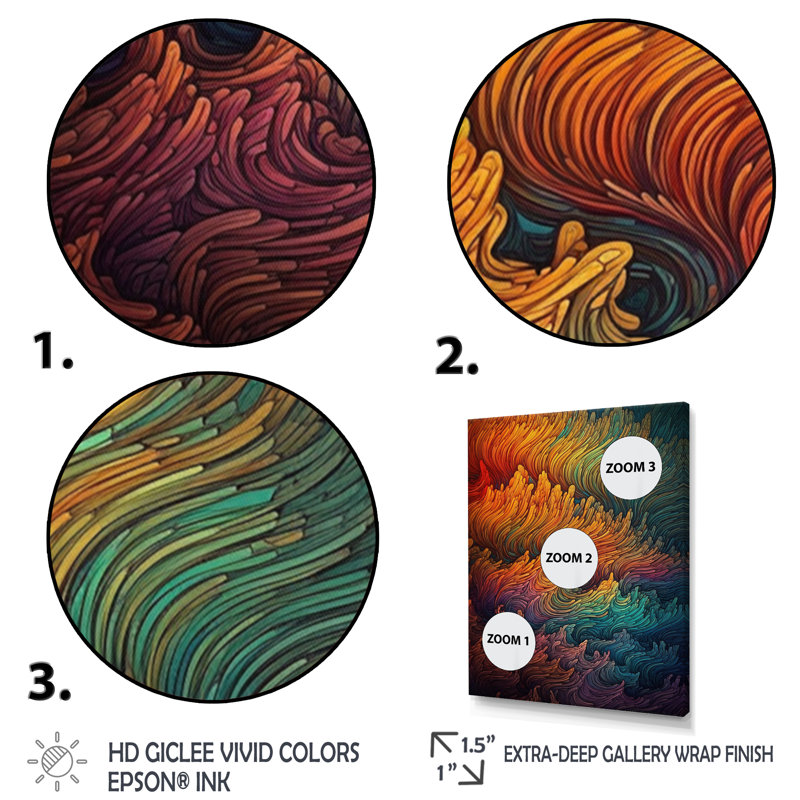 Vagues de couleur arc-en-ciel IV, H 44 po x l 34 po x P 1,5 po, Toile avec cadre flottant noir