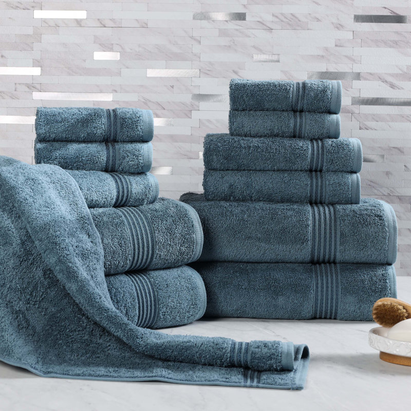 Guadlupe Heritage Egyptian Cotton Soft 12 Piece Bathroom Towel Set, Sapphire