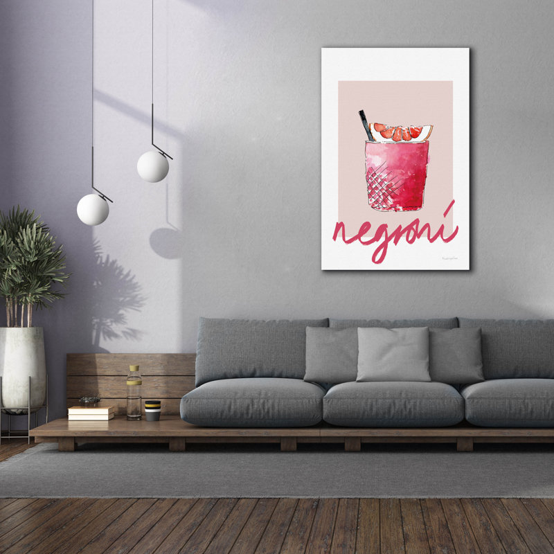 Art mural sur toile Ebern Designs «Cheers 1 On White» par Mercedes Lopez Charro, H 60 po x l 40 po x P 1,5 po