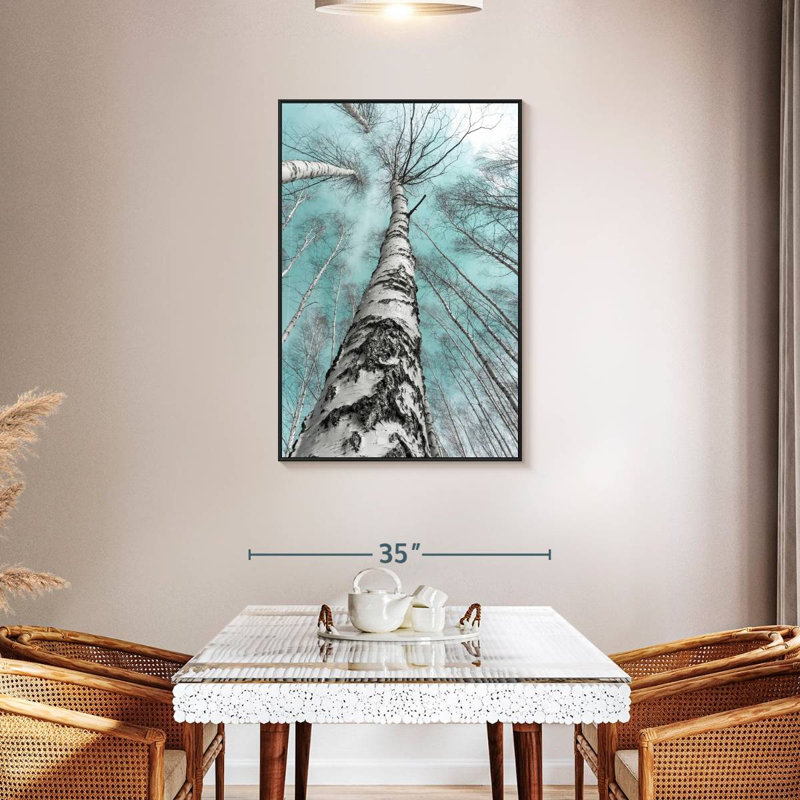 Bouleaux imposants, 29 po x 43 po, Cadre flottant noir