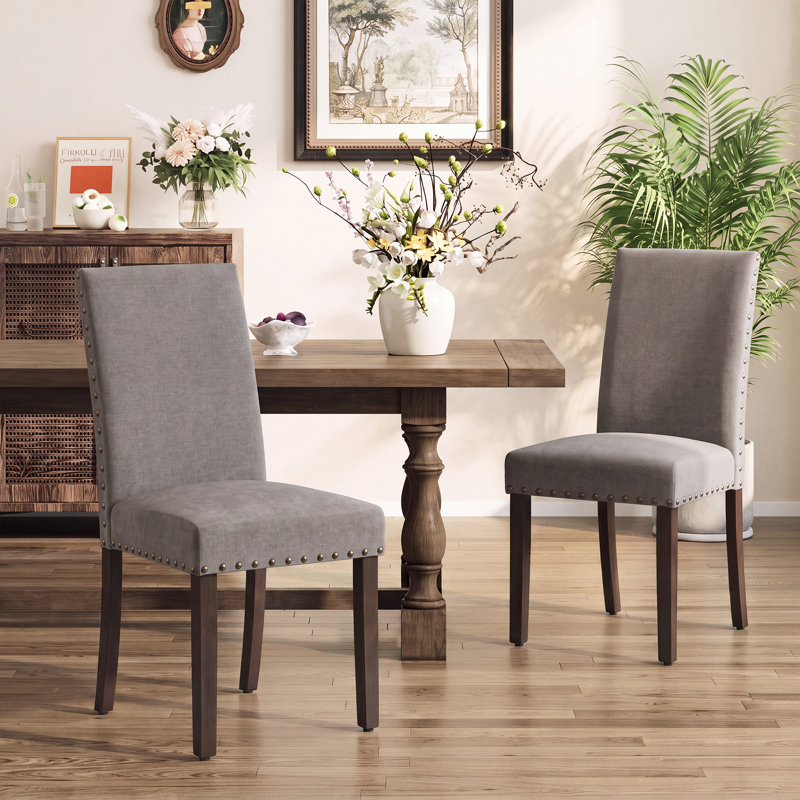 Chaise de salle à manger en lin Bontrager H 20 po - Chaise d'appoint rembourrée Parsons, Taupe