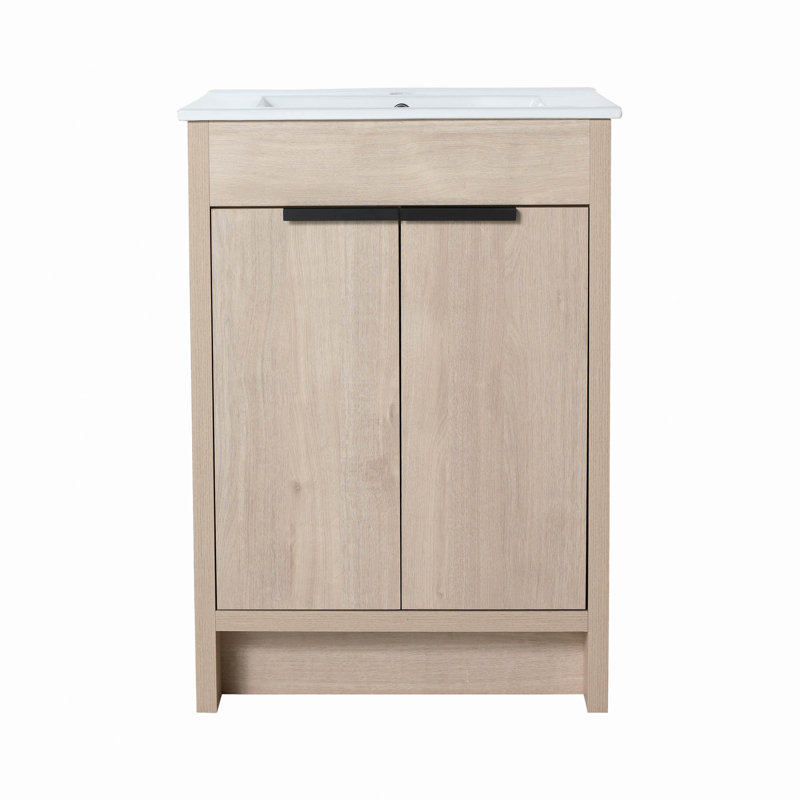 Meuble-lavabo autoportant de 24 po (23-1 / 4 po) avec 2 portes d'armoire à fermeture en douceur