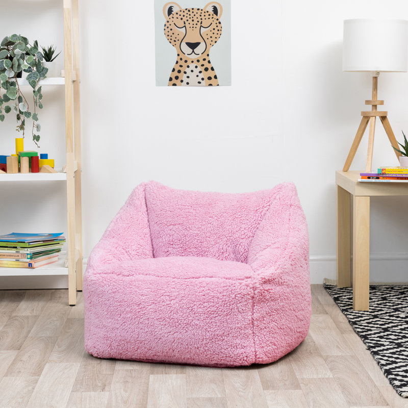 Kids Natalia Armchair Bean Bag, Pink Teddy