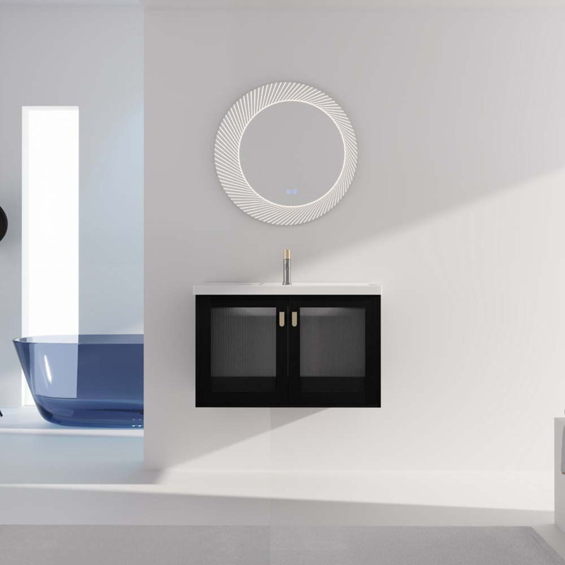 Meuble-lavabo simple 32,01 po avec plateau en céramique Arliène