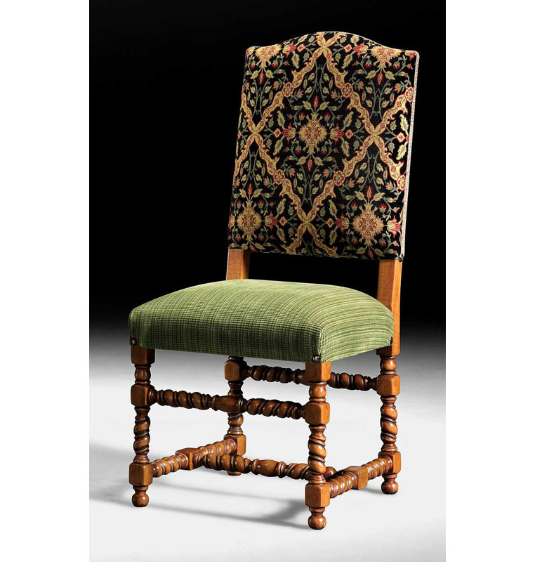 Upholstered Solid Wood Side Chair in Green