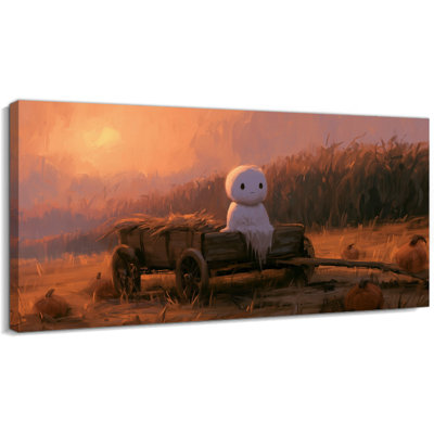Art mural fantôme - peinture sur toile d'Halloween fantôme et citrouille