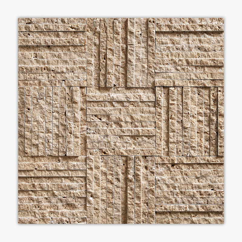 Noce Splitface Prague Travertine Mosaic, Brown