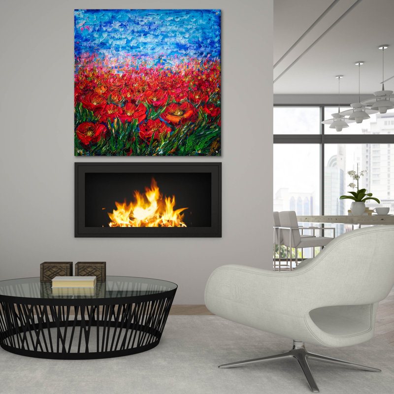 «Red Poppy Field» par Lena Owens, H 36 po x l 36 po x P 0,2 po