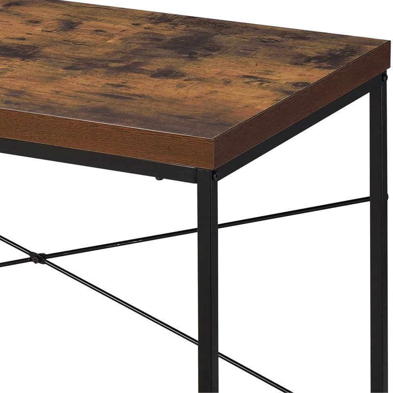 Bureau efficace en chêne patiné et noir avec pieds en métal