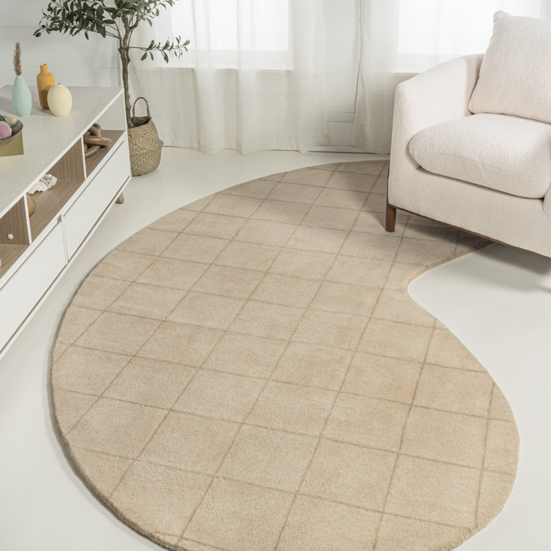 Tapis beige / brun clair en laine tissée à la main Gibbie Bean, Nouveauté 4 pi x 6 pi