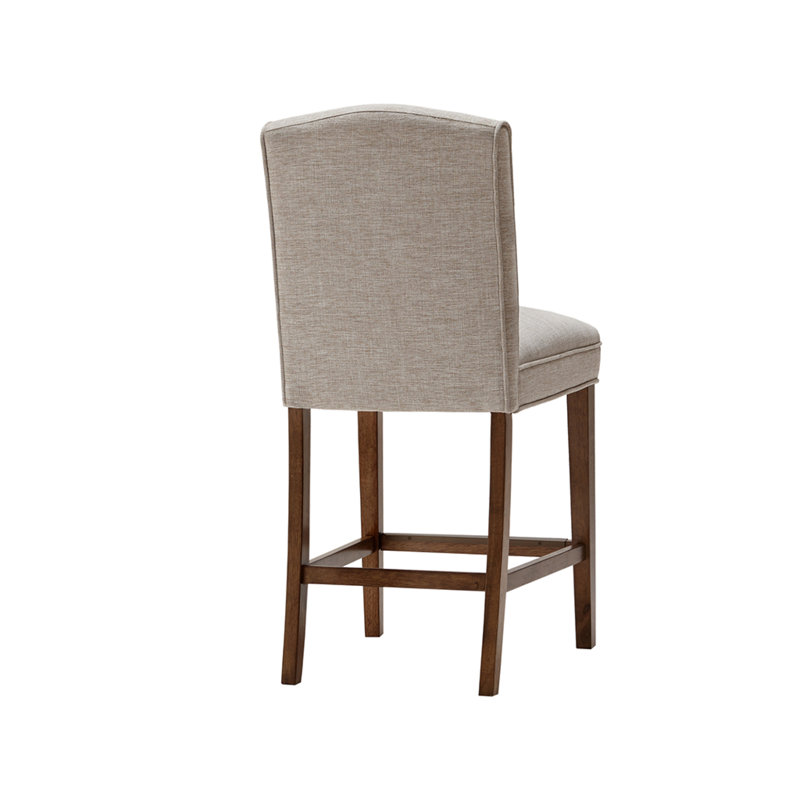 Elegant Cream Upholstered Counter Stool with Birch Wood Legs