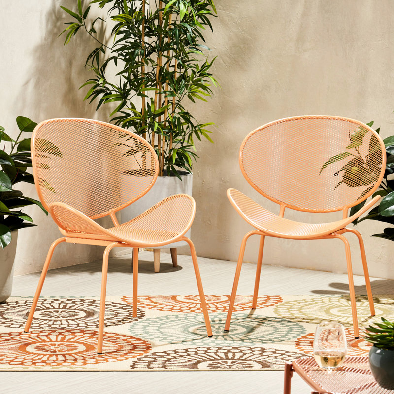 Weather - Chaises de 2, étroites, l 25,25 po x H 33,38 po, coquille rétro orange 2