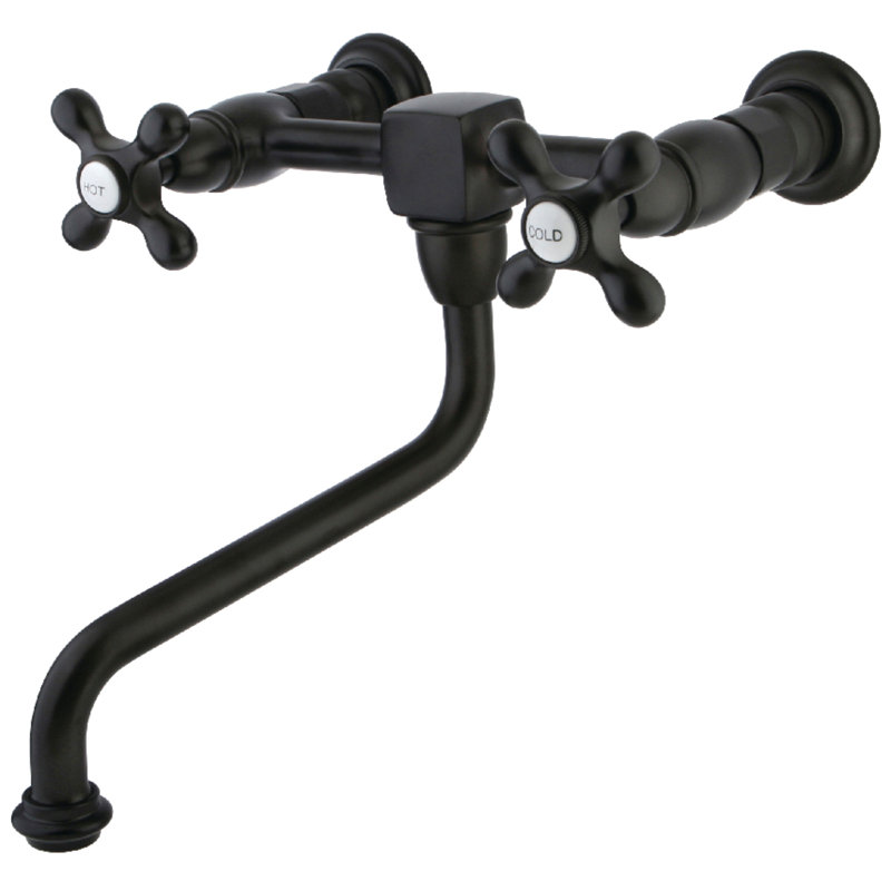 Kingston Brass Heritage Two-Handle 2-Hole Wall Mount Bathroom Faucet, Oil Rubbed Bronze