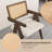 Upholstered Dining Chair with Woven Rattan Back-1784267719