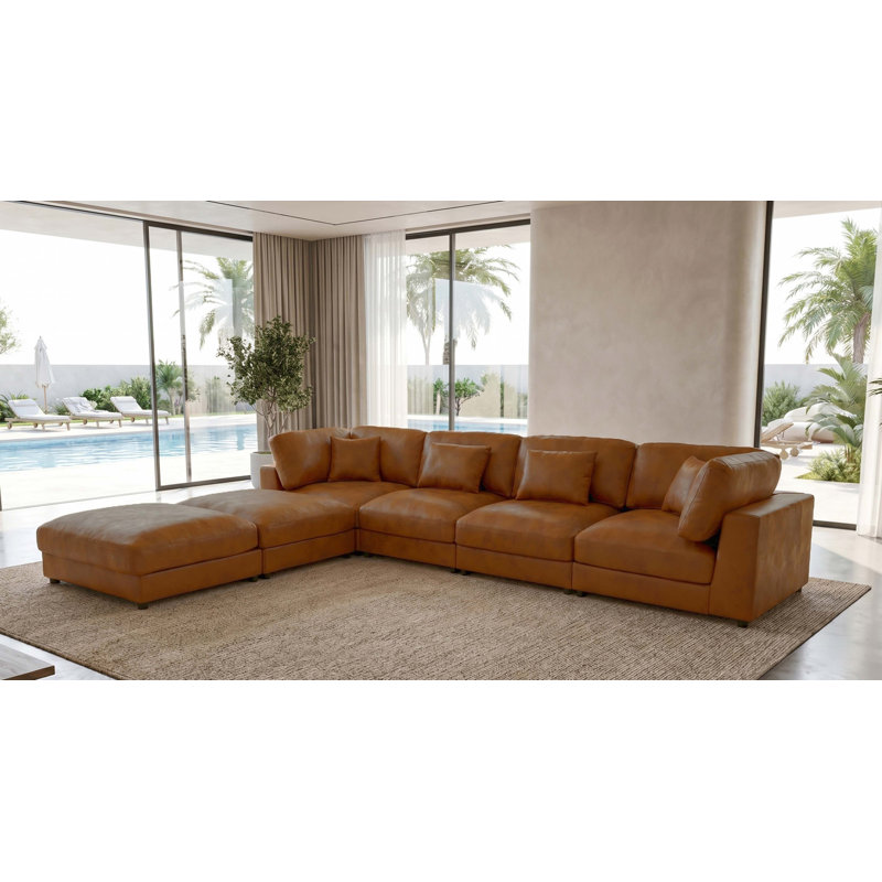 Canapé modulaire en similicuir modulaire avec assemblage sans outil, H 33 po x l 144 po x P 72 po, Symétrique
