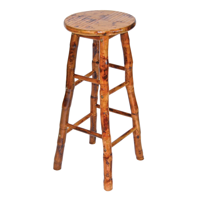 Rustic Brown Bamboo Bar Stool Set of 2