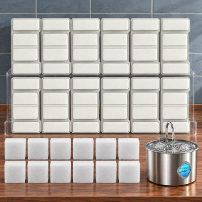 Ensemble de remplacement de 24 pièces comprenant 12 filtres et 12 éponges pour distributeurs d'eau automatiques compatibles de 3,2 L/108 oz pour chats et chiens.