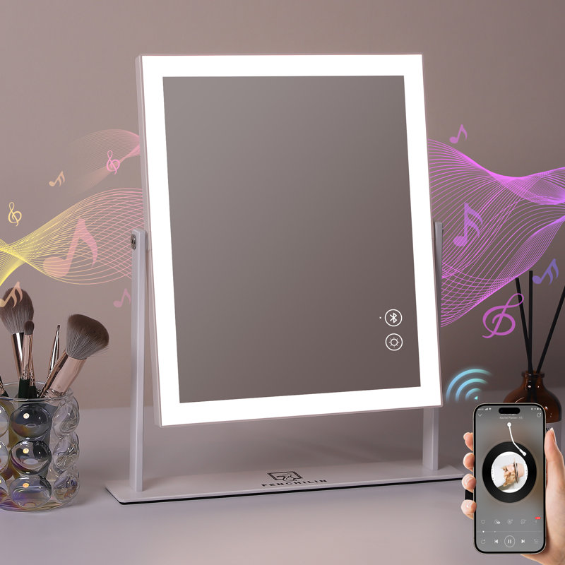 Miroir rectangulaire en métal à DEL