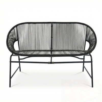 Outdoor Patio Loveseat with Metal Legs