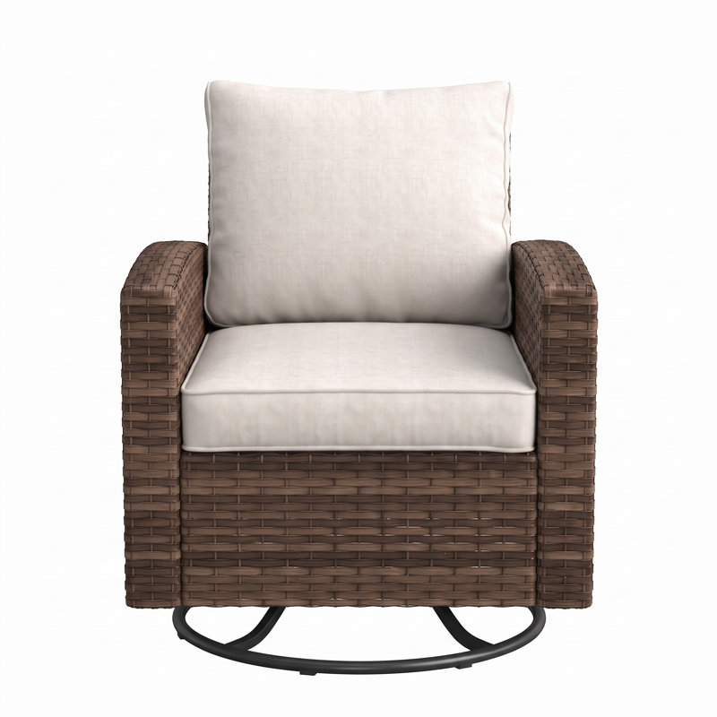Chaise de patio d'extérieur en osier tissé à la main, Brun, Beige