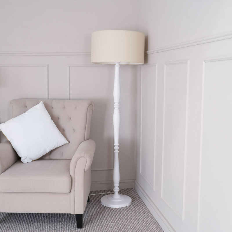 Arialdo 157cm Traditional Floor Lamp, Natural, Matte White