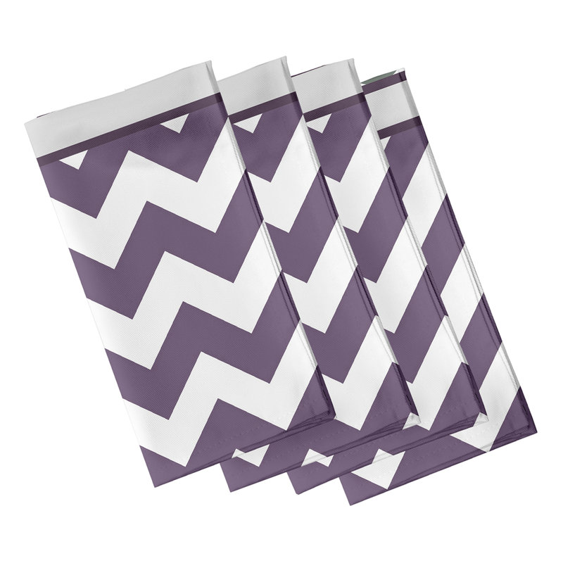 Latashia Geometric Napkins, Grey/Purple