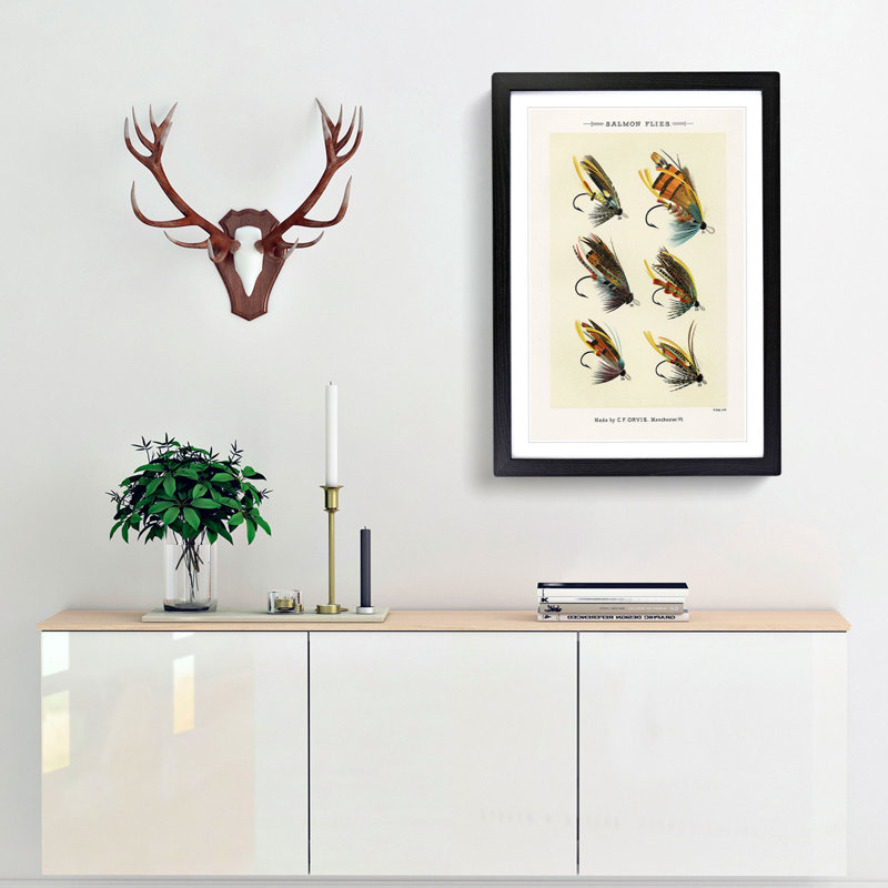 Salmon Fishing Flies Version 1 by Mary Orvis Marbury - Picture Frame Painting Print, 76cm H x 50cm W x 2cm D, Black