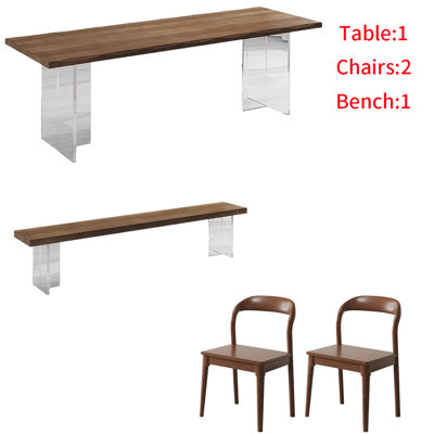 Modern solid wood acrylic dining table set