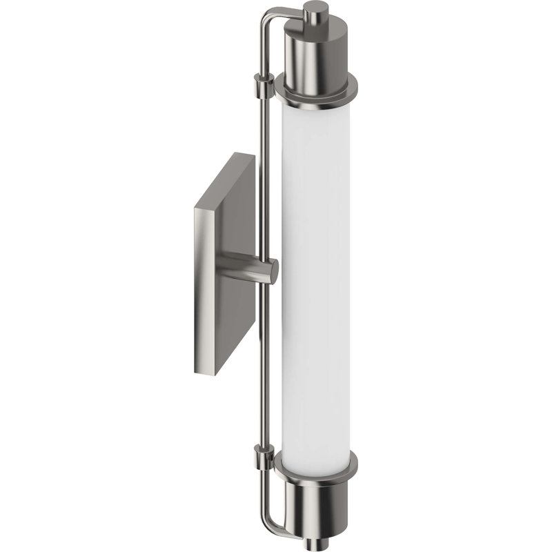 Applique murale cylindrique en nickel brossé à 1 lumière avec abat-jour en verre gravé blanc