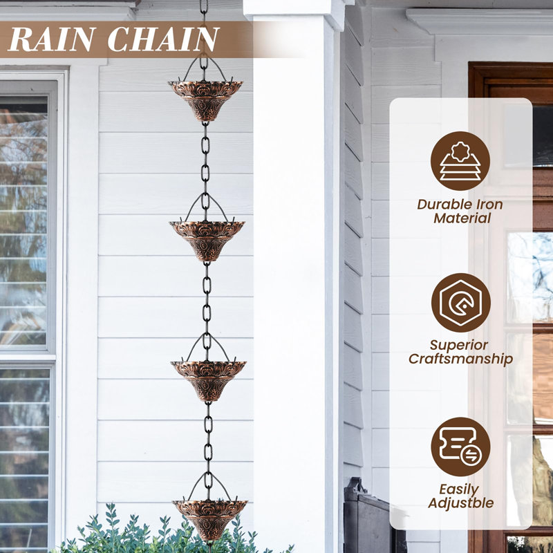 Chaîne de pluie en bronze antique 8,5 pi