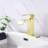 Single Handle Waterfall Spout Bathroom Lavatory Kit, Stainless Steel With Golden Decoration Faucet Spout, Material And Brushed Gold For Sink-121627939