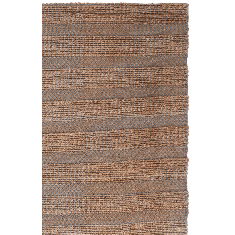 Tapis gris / naturel en jute et coton à tissage plat Ifigeneia, Rectangle 10 pi x 14 pi