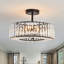 Lustre en cristal moderne avec finition noir mat, plafonnier semi-encastré pour salle à manger, salon, chambre à coucher, couloir, entrée et cuisine