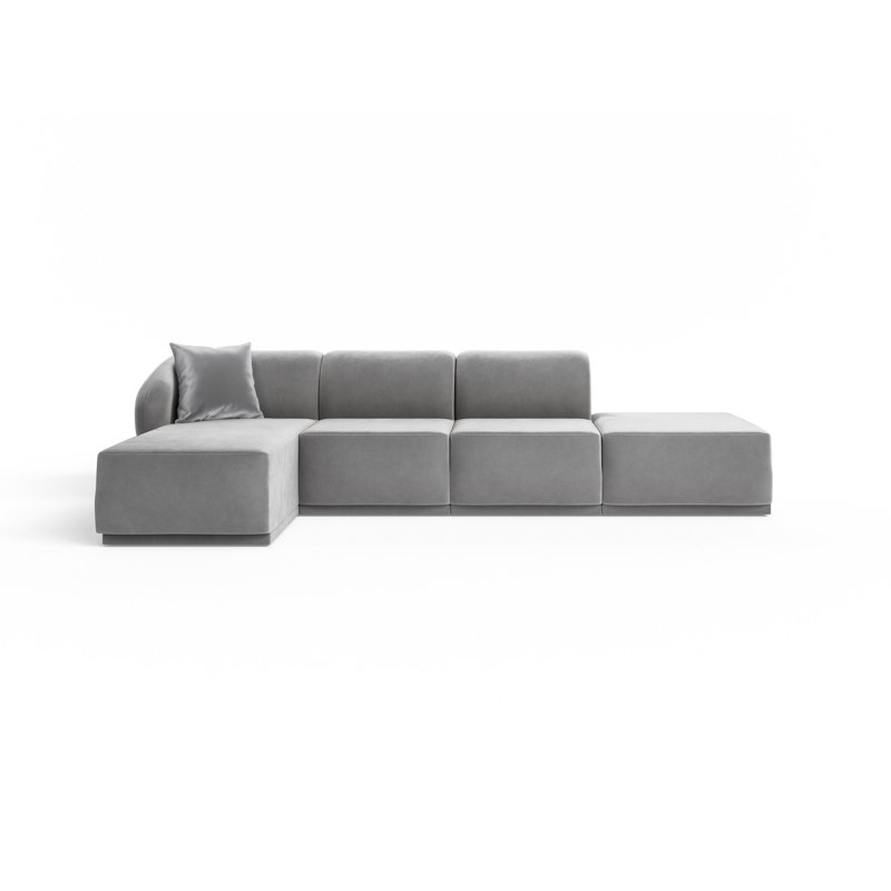 4 Seater Velvet Sofa & Chaise, Ivory