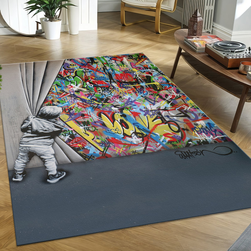 Chic Non Woven Soft Type Printed Rug Featuring a Mesmerizing Geometrical Pattern in Vibrant Hues for an Elegant Home Decor Refresh
