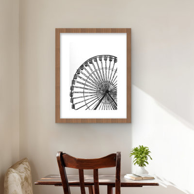 Monochrome Ferris Wheel - Black Object Framed Matted Print