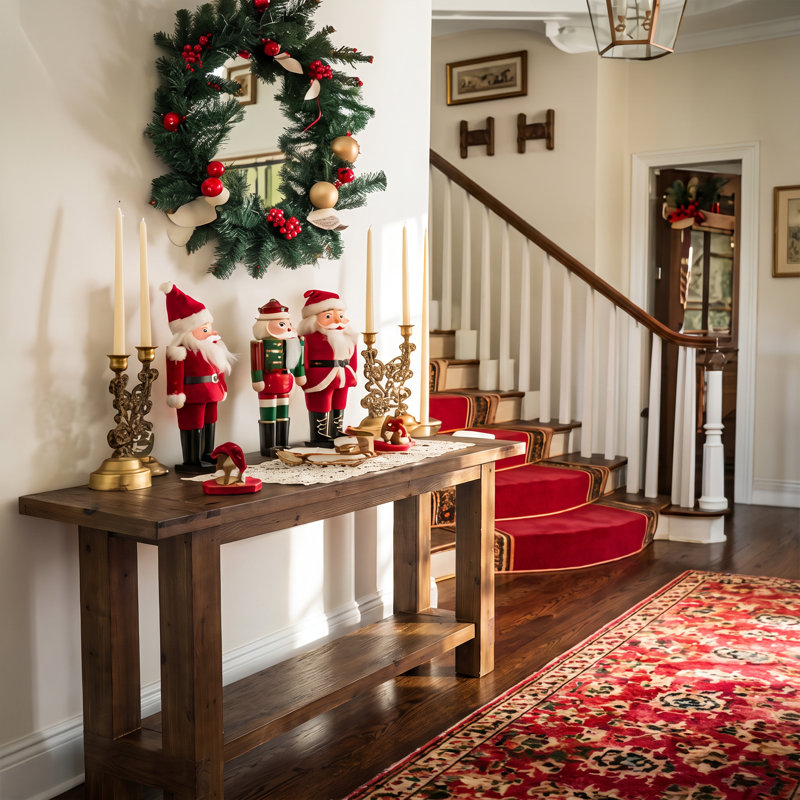 78" Extra Long Solid Wood Console Table, 2-Tier Sofa Table Behind Couch