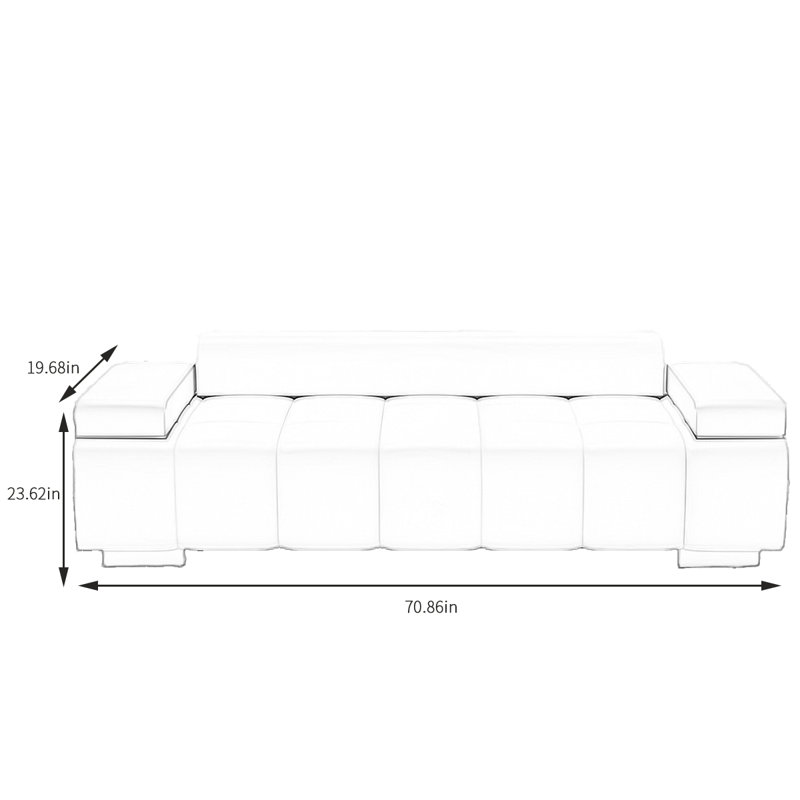 Banc rembourré en cuir, Crème