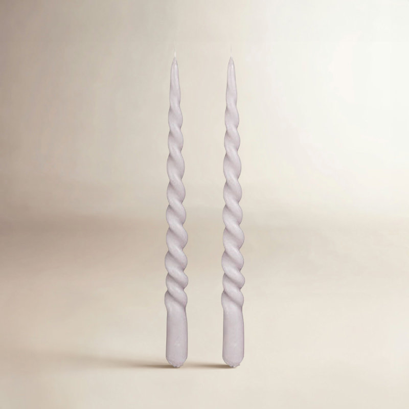 Ensemble de 2 chandelles coniques non parfumées, Gris clair