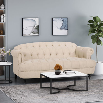 Modern Sofa Tufted Fabric  With Nailhead Trim, , Stylish, Elegant And Comfortable Addition To Your Living Space
