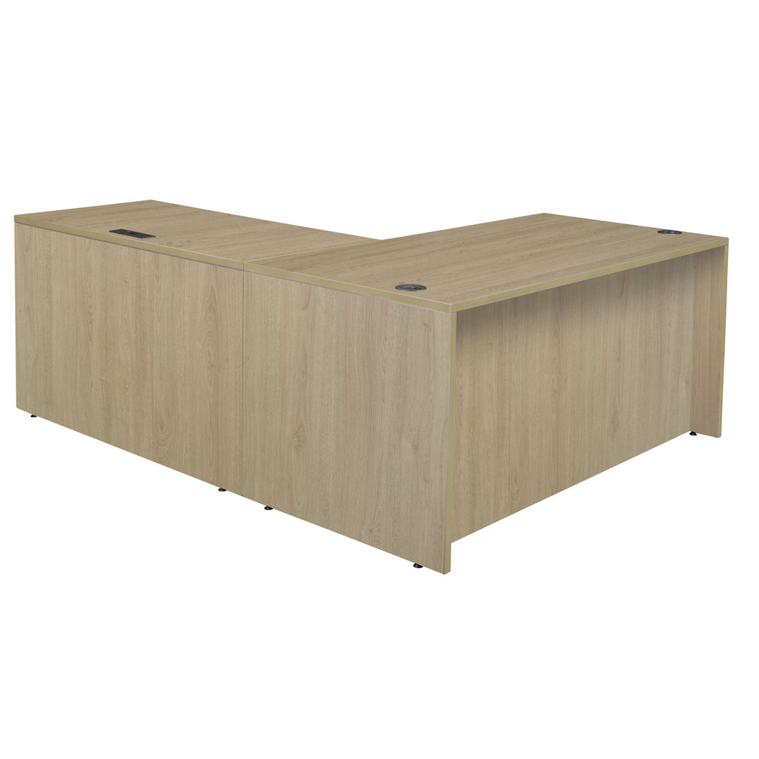 Inbox Zero Legacy 60 x 77 in. L Desk with Single Pedestal Drawer Unit- Noble Oak Inbox Zero