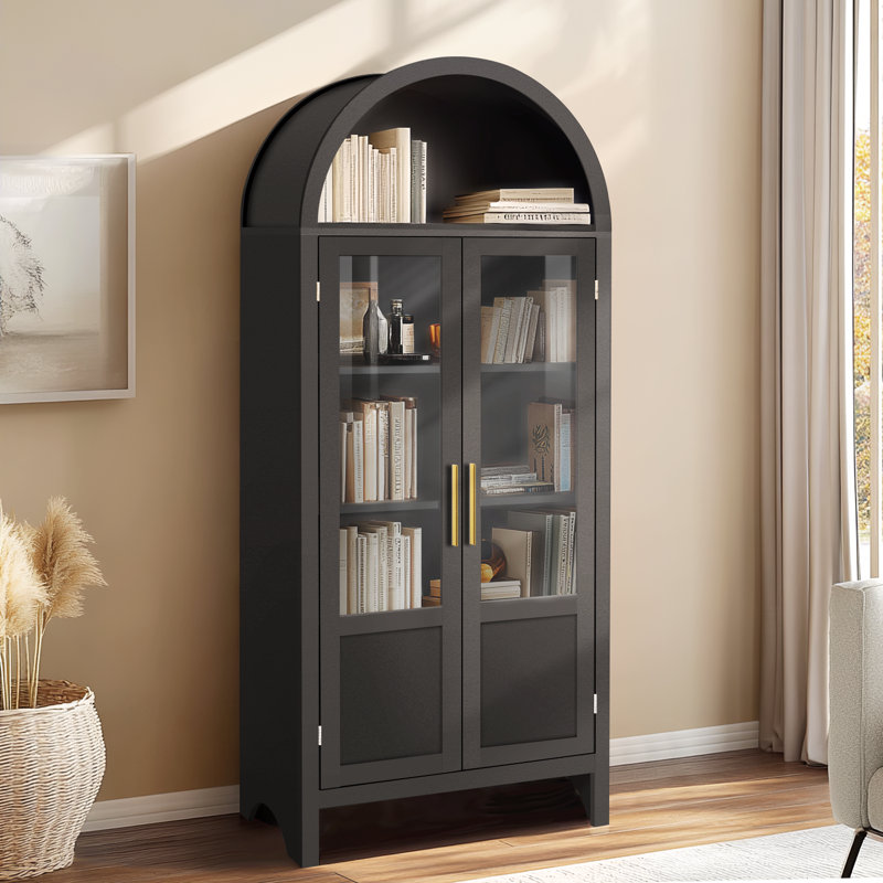 Tall Arched Cabinet Wooden Display Cabinet