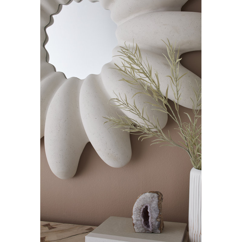 Radial Shell Mirror, White Stone