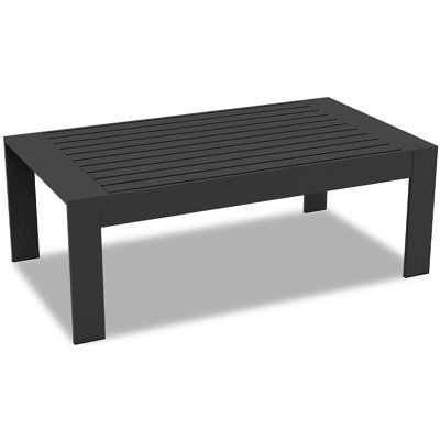 Searl Aluminum Outdoor Patio Coffee Table Modern Rectangle End Table
