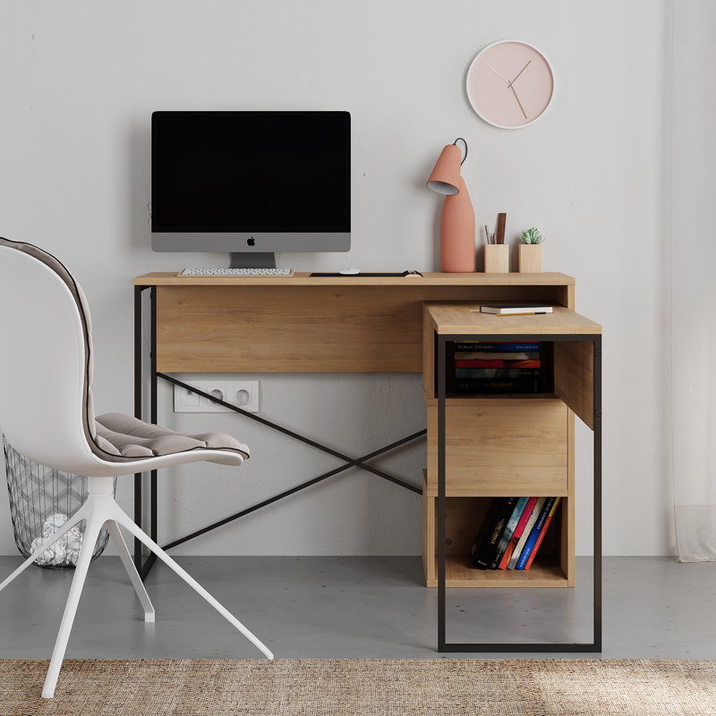 Bureau en L Gebhard, Brun / noir