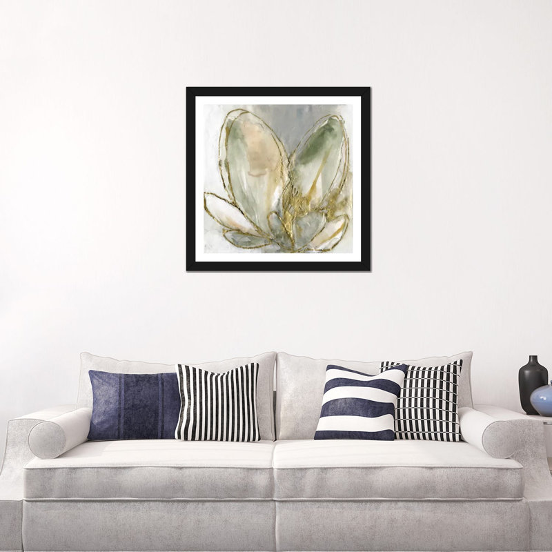 Reproduction d’art « Blooming Gold I » par Jennifer Goldberger, Papier encadré noir, H 24 po x l 24 po x p 1 po