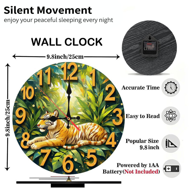 Horloge murale tigre tropical