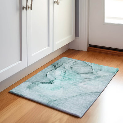 Premium Machine Washable Cerrito AMF502 Teal Rug