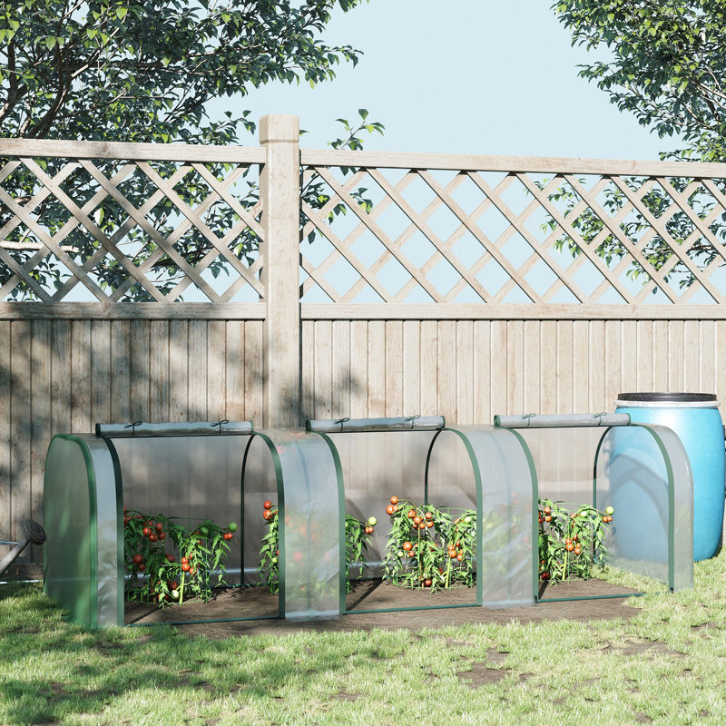 Mini serre 10 pi x 3 pi 2,5 po, avec accès avec fermeture à glissière, quarts de protection imperméables et fabrication en acier pour les tâches de jardinage portatives 2,5 pi, portes à fermeture à glissière pratiques, cadre solide