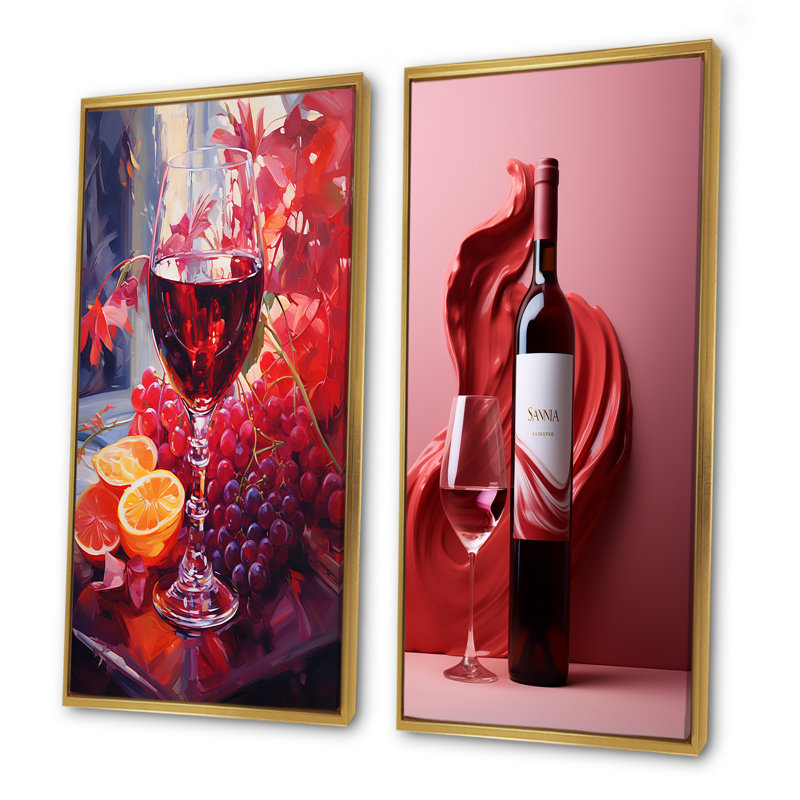 Sangrias Spirit - Wine, ensemble de 2 reproductions d'art sur toile, Encadrement doré, H 40 po x l 41 po